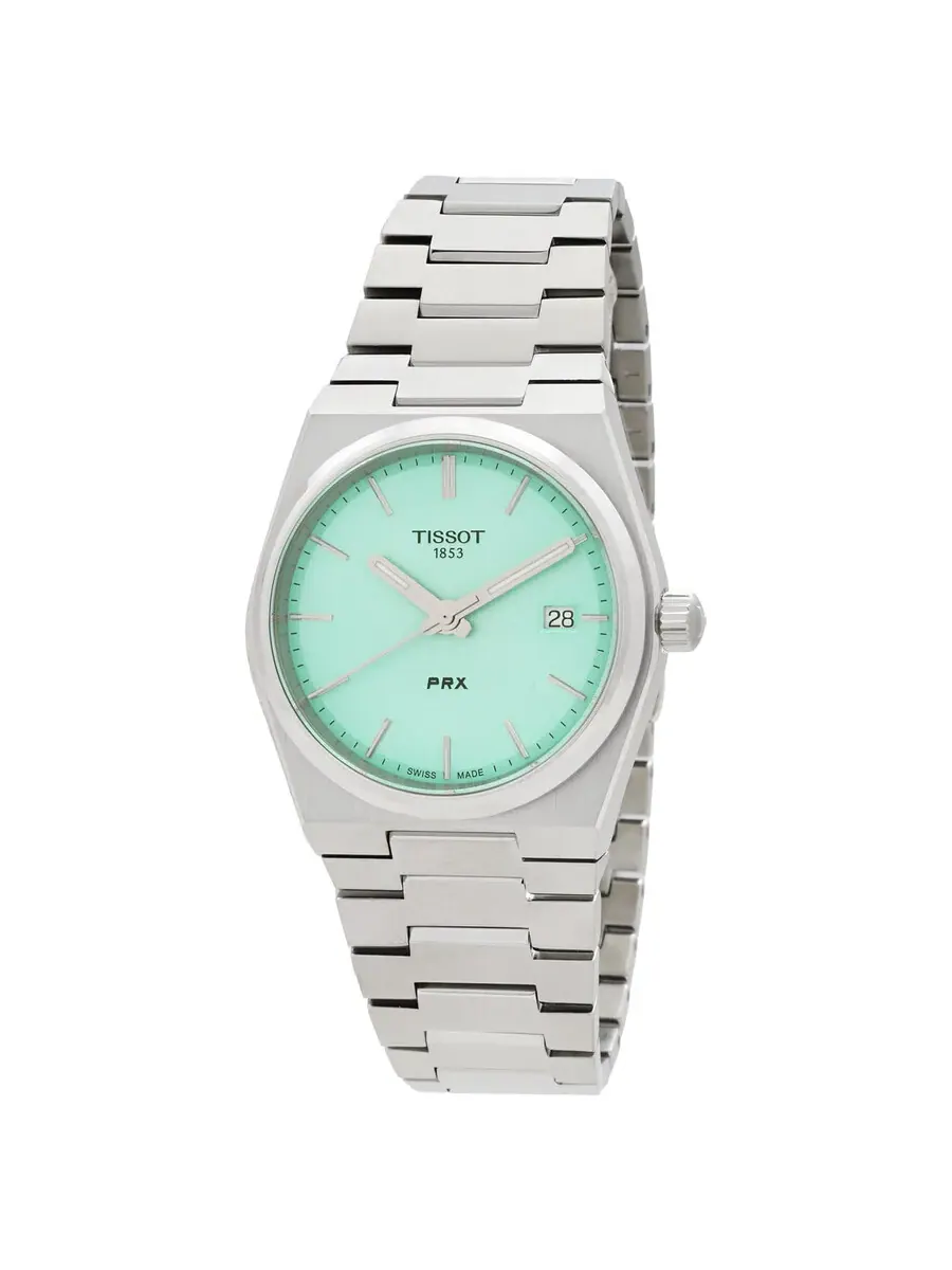 Женские часы Tissot PRX Quartz с салатовым циферблатом 35 мм T1372101109100 — изображение 1 из 3, оттенок серебряный
