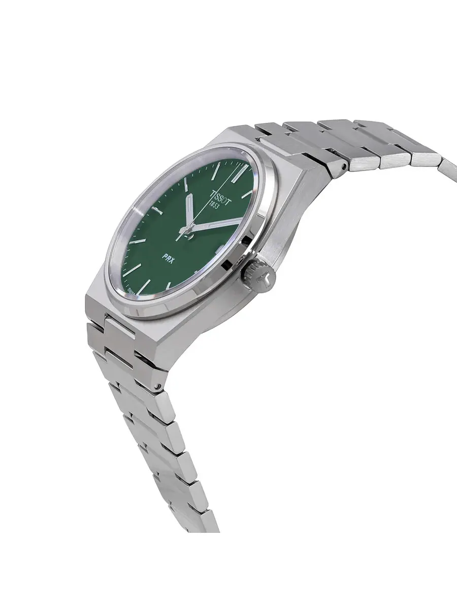 Мужские часы Tissot PRX T-Classic Quartz с зеленым циферблатом T1374101109100 — изображение 2 из 3, оттенок серебряный