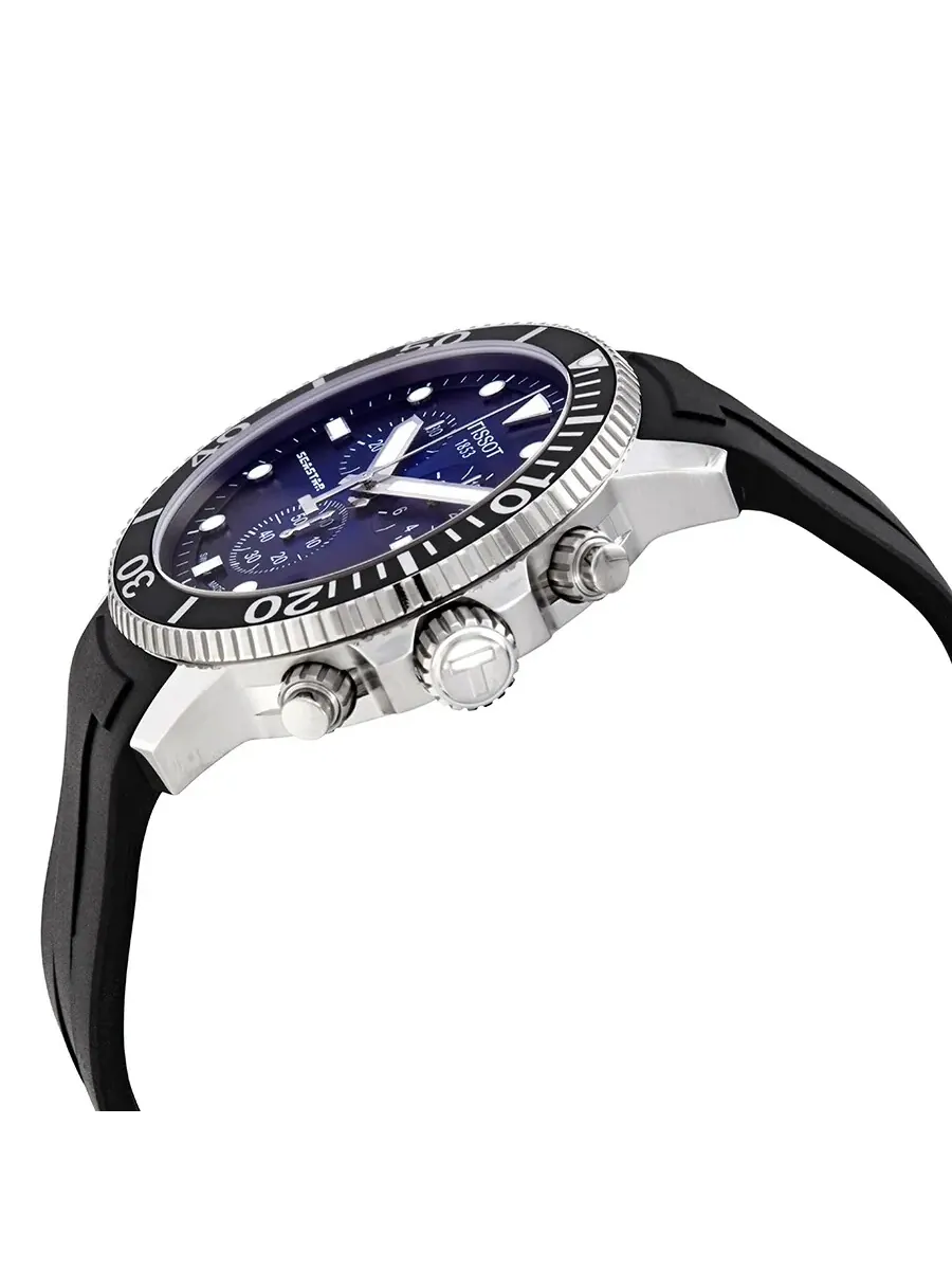 Мужские часы Tissot Seastar 1000 Chronograph с синим циферблатом T120.417.17.041.00 — изображение 2 из 3, оттенок серебряный