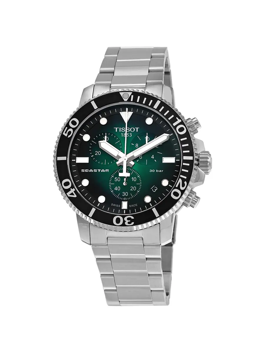 Мужские кварцевые часы Tissot Seastar Chronograph с зеленым циферблатом T120.417.11.091.01 — изображение 1 из 3