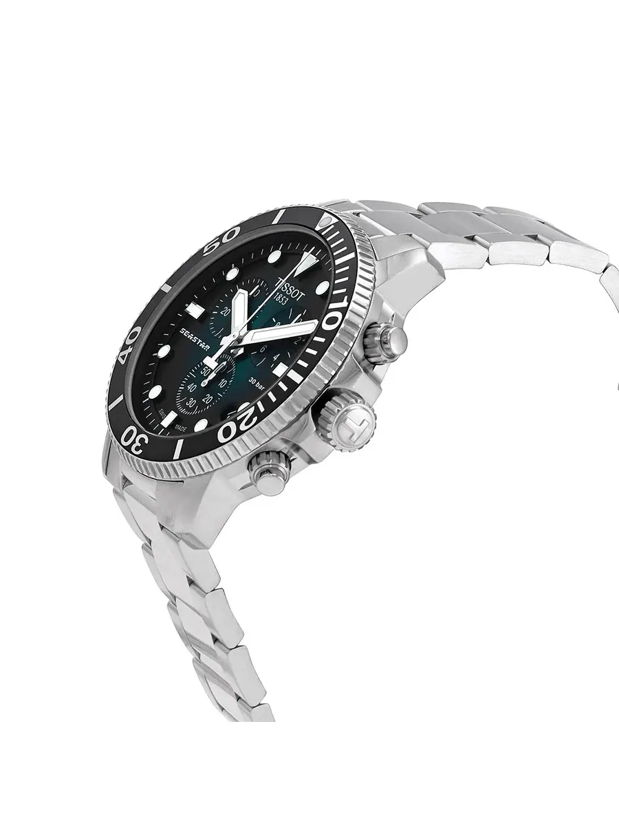 Мужские кварцевые часы Tissot Seastar Chronograph с зеленым циферблатом T120.417.11.091.01 — изображение 2 из 3