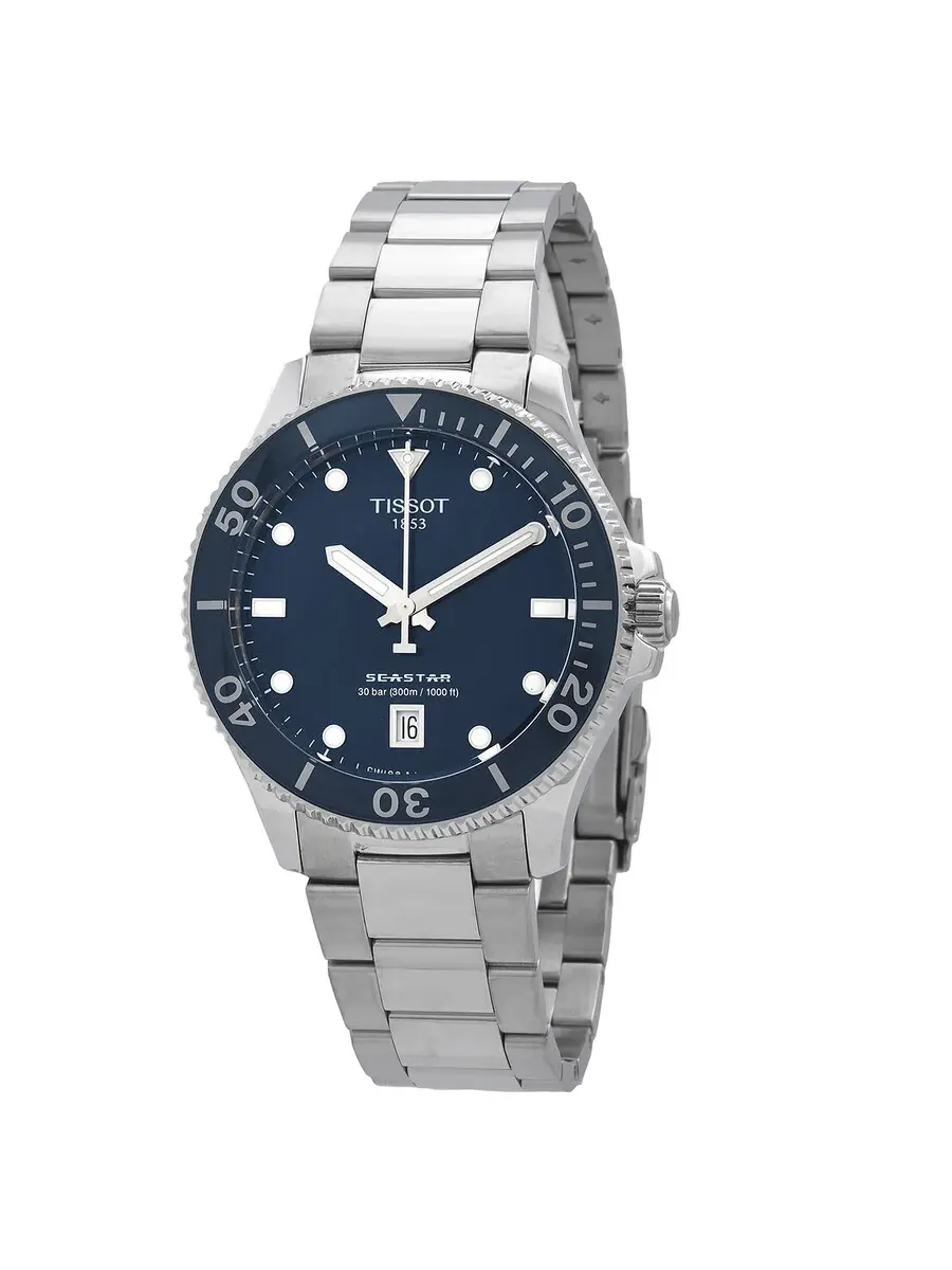 Мужские часы Tissot Seastar Quartz с синим циферблатом T120.410.11.041.00 — изображение 1 из 3, оттенок серебряный