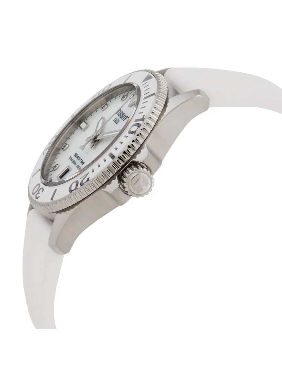 Наручные часы Tissot Seastar Quartz с бриллиантами, белым перламутровым циферблатом, унисекс T120.210.17.116.00