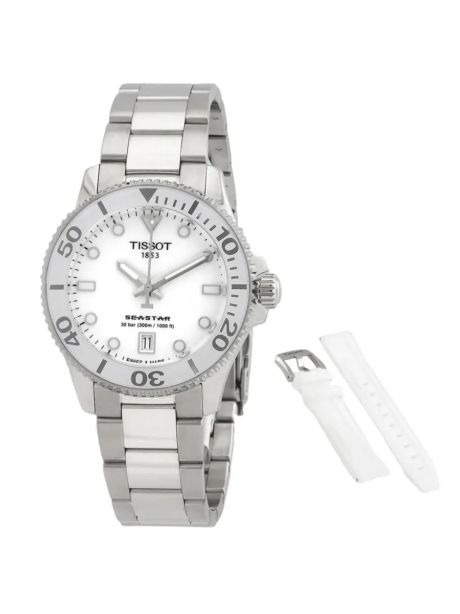 Мужские кварцевые часы Tissot Seastar с белым циферблатом T120.210.11.011.00 — изображение 1 из 4, оттенок серебряный