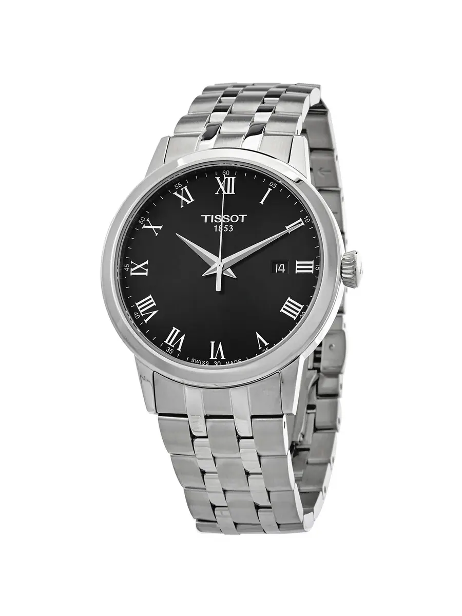 Мужские часы Tissot T-Classic Quartz с черным циферблатом T129.410.11.053.00 — изображение 1 из 3, оттенок серебряный