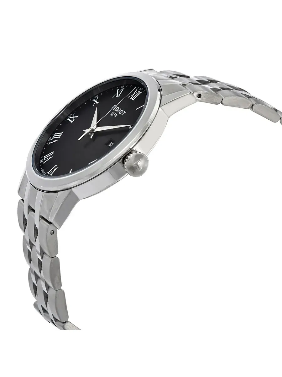 Мужские часы Tissot T-Classic Quartz с черным циферблатом T129.410.11.053.00 — изображение 2 из 3, оттенок серебряный