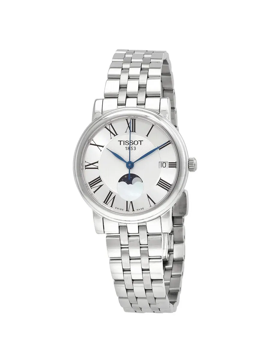 Часы Tissot T-classic Quartz Carson Premium Lady Moonphase T1222231103300 — изображение 1 из 3, оттенок серебряный