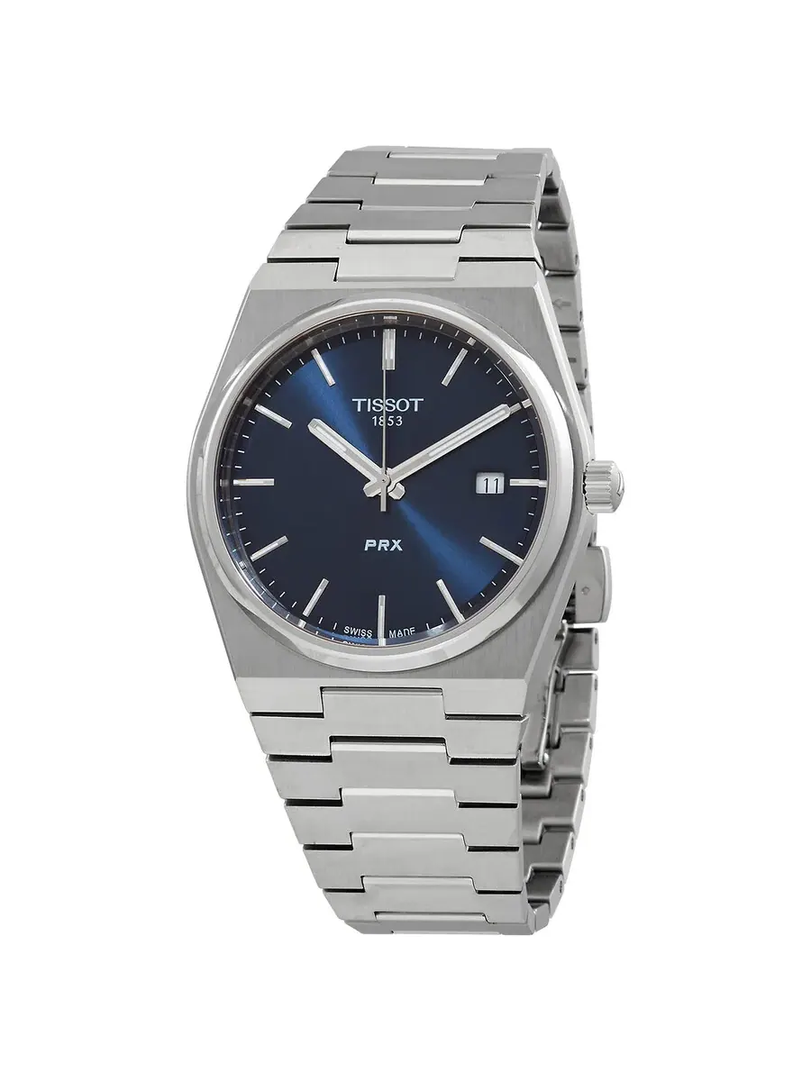 Мужские часы Tissot PRX Quartz с синим циферблатом T137.410.11.041.00 — изображение 1 из 3, оттенок серебряный