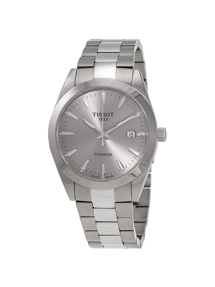 Мужские часы Tissot T-Classic Titanium Quartz с серым циферблатом T127.410.44.081.00 — изображение 1 из 3, оттенок серый