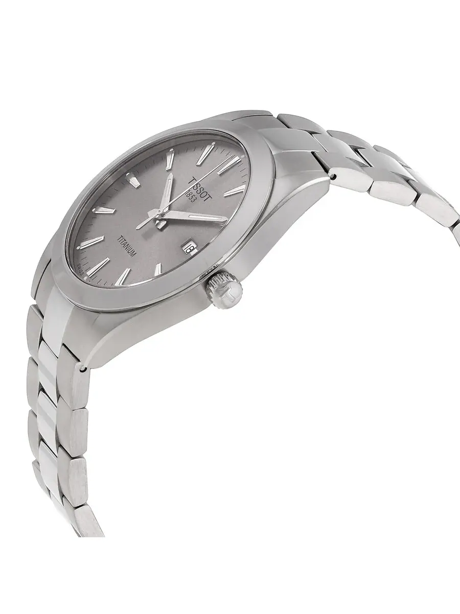 Мужские часы Tissot T-Classic Titanium Quartz с серым циферблатом T127.410.44.081.00 — изображение 2 из 3, оттенок серый