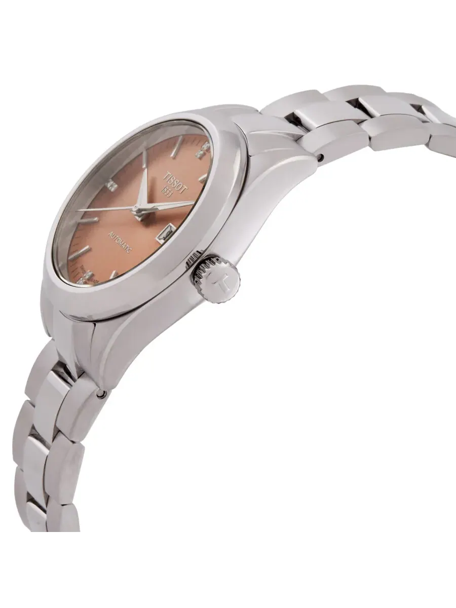 Часы Tissot T-My Lady Automatic с розовым циферблатом и бриллиантами T1320071133600 — изображение 2 из 3, оттенок серебряный