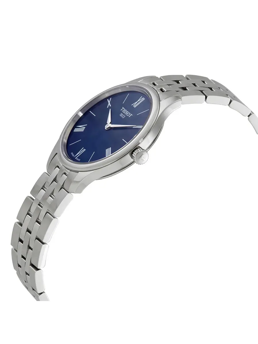 Женские часы Tissot Tradition 5.5 Quartz с синим циферблатом T063.209.11.048.00 — изображение 2 из 3, оттенок серебряный