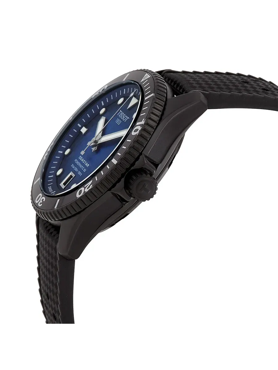 Часы Tissot T-Sport Automatic с синим циферблатом для мужчин и женщин T1208073704100 — изображение 2 из 3, оттенок черный
