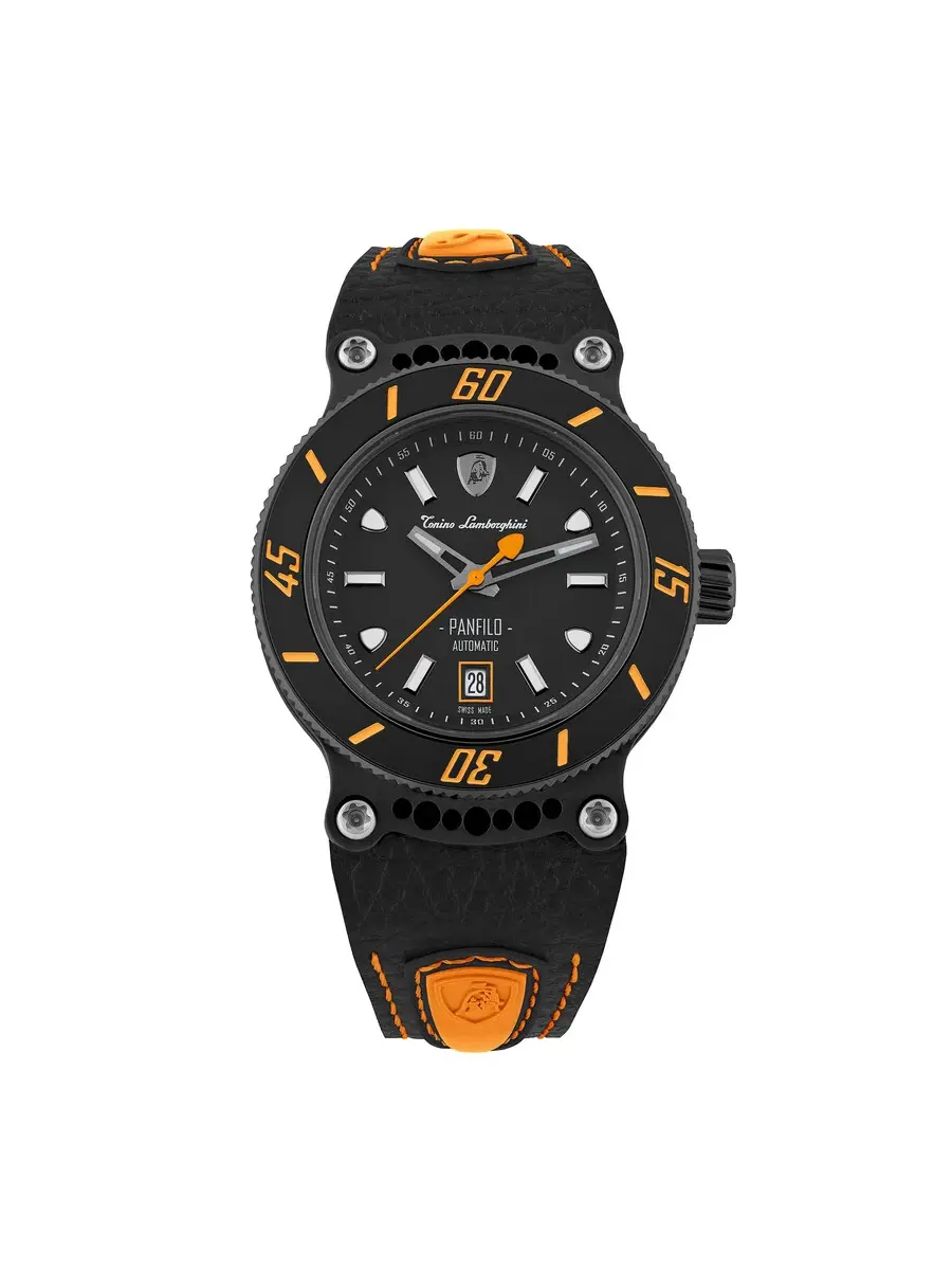 Мужские часы Tonino Lamborghini Panfilo Automatic с черным циферблатом TLF-T03-3 — черный