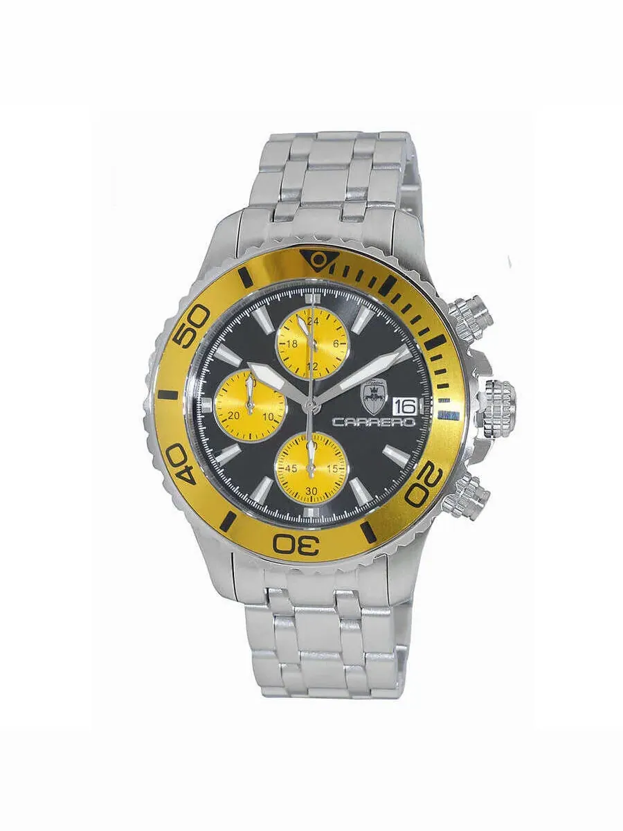 Мужские часы Torino Carrero Time Bold - Cx2 Chronograph с желтым циферблатом, модель C1S3735YL