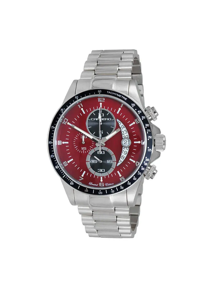 Мужские кварцевые часы Torino Carrero Winner Circle Chronograph с красным циферблатом, модель JCISBK101BRD, оттенок черный