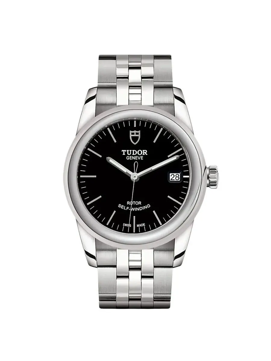 Часы Tudor Glamour Date Automatic Black Dial Watch 55000-0007 — изображение 1 из 2, оттенок серебряный