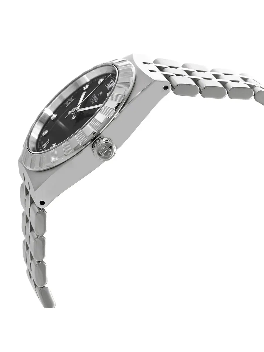 Часы Tudor Royal Automatic с черным циферблатом и бриллиантами, 34 мм, модель M28400-0004 — изображение 2 из 4
