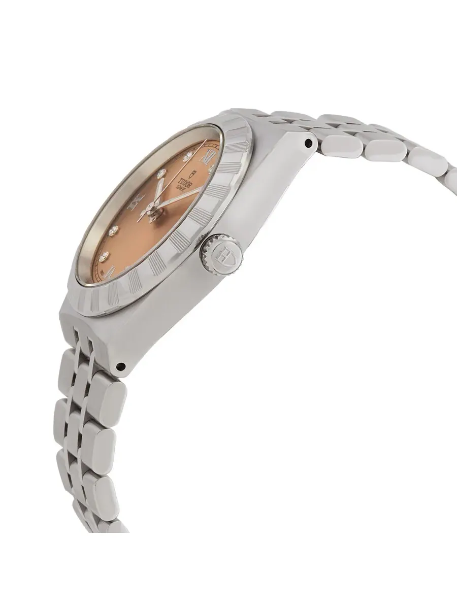 Женские часы Tudor Royal Automatic с алмазным лососевым циферблатом M28400-0011 — изображение 2 из 4, оттенок серебряный