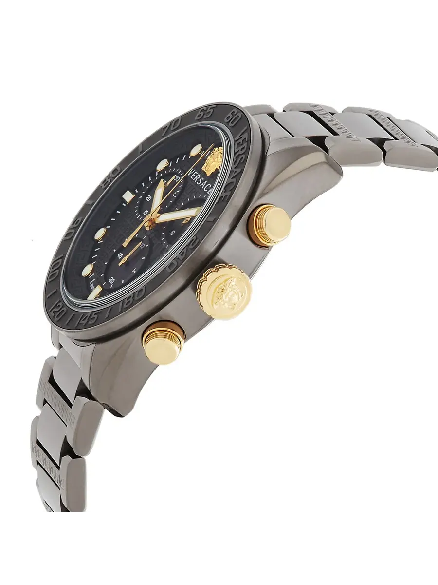 Мужские часы Versace Greca Dome Chronograph Quartz с черным циферблатом VE6K00623 — изображение 2 из 3, оттенок черный