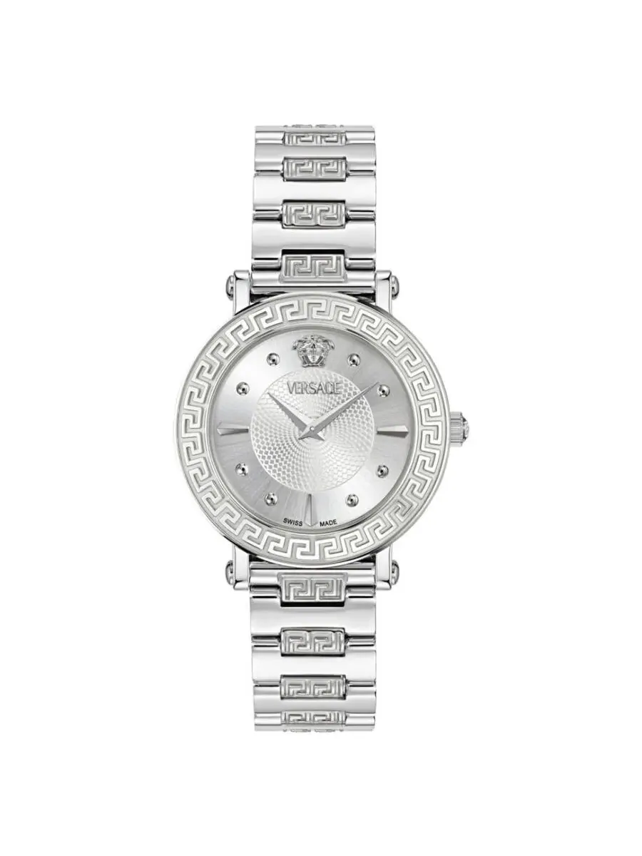 Женские часы Versace Greca Sphere Quartz с серебристым циферблатом, комплект с коробкой VE9C00324 — изображение 1 из 2