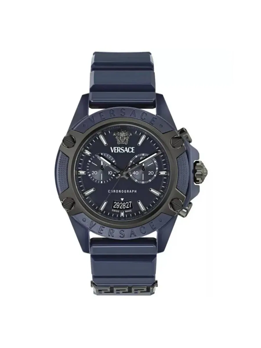 Унисекс-часы Versace Icon Active Chronograph Quartz с синим циферблатом VE8P00624 — изображение 1 из 2, оттенок синий