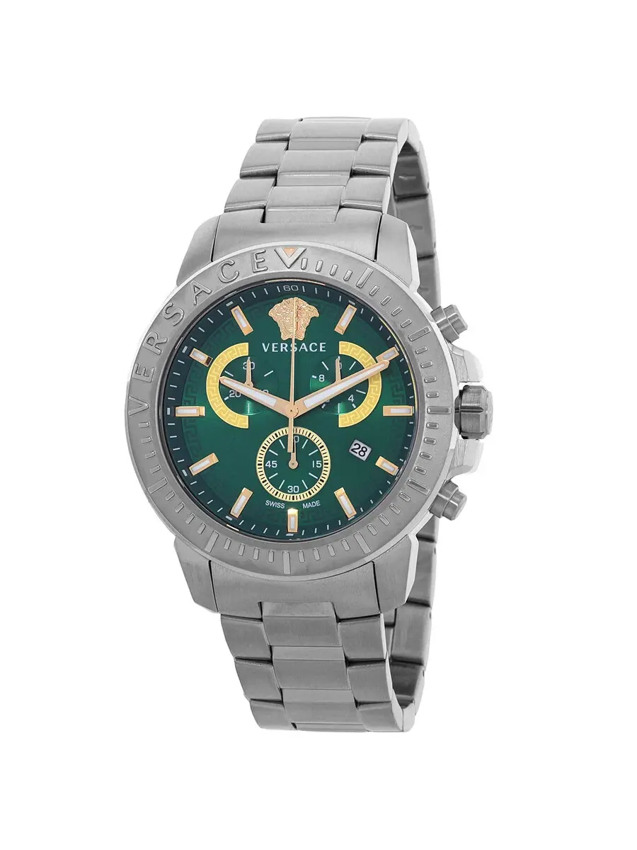 Мужские кварцевые часы Versace New Chrono Chronograph с зеленым циферблатом VE2E00821 — изображение 1 из 3
