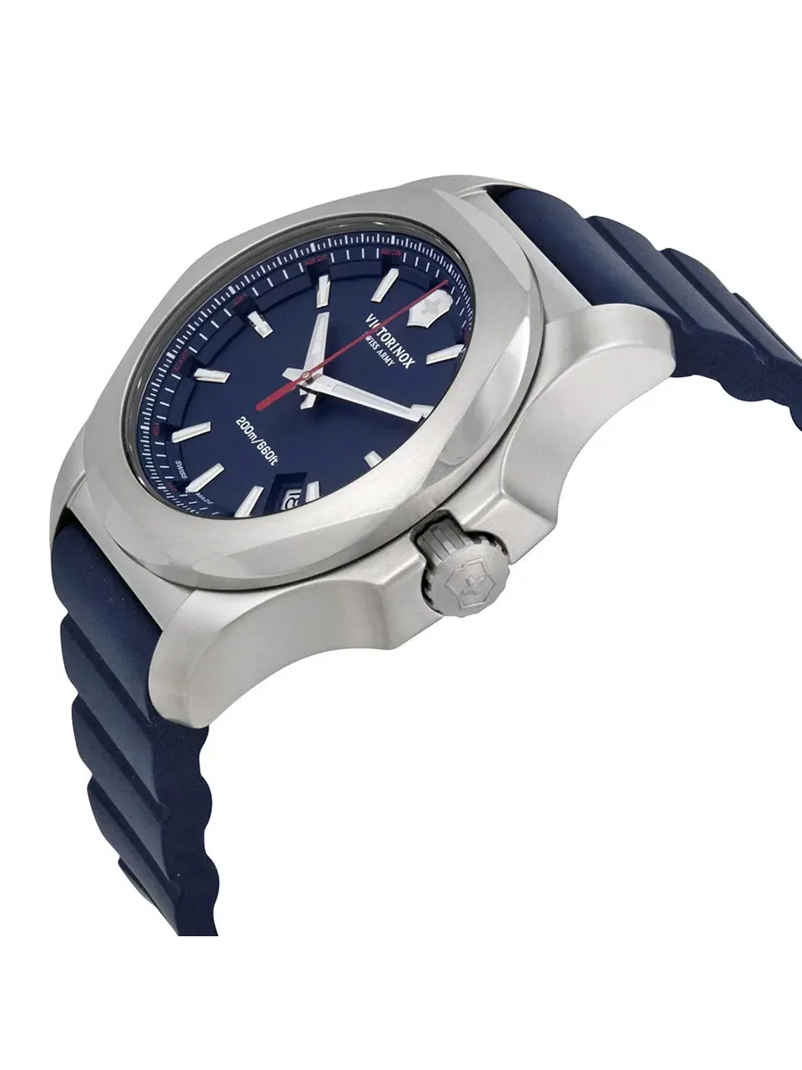 Мужские часы Victorinox Swiss Army INOX с синим циферблатом и синим резиновым ремешком, модель 241688.1 — изображение 2 из 4