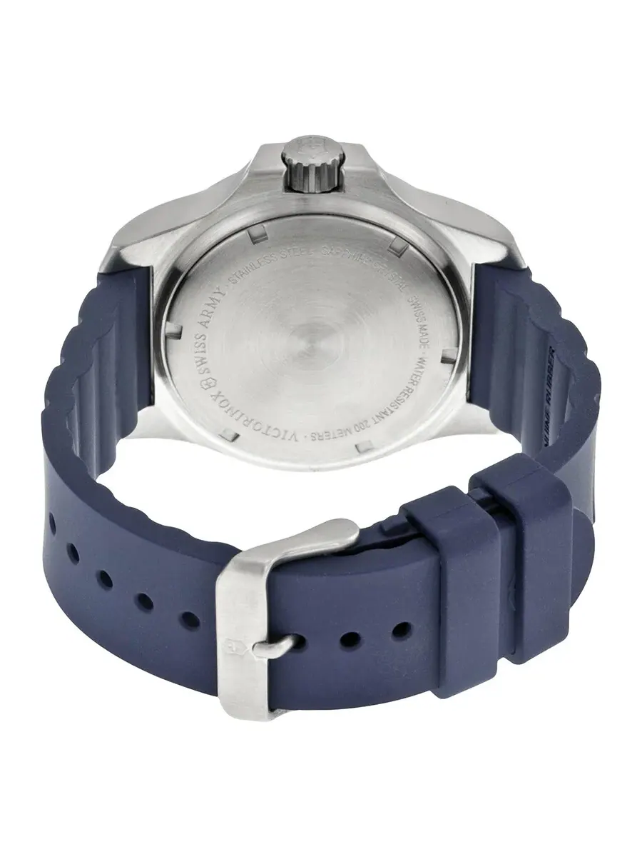 Мужские часы Victorinox Swiss Army INOX с синим циферблатом и синим резиновым ремешком, модель 241688.1 — изображение 3 из 4