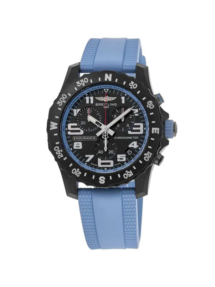 Breitling Endurance Pro 38 кварцевый хронограф черный циферблат Breitlight синий резиновый ремешок — изображение 1 из 2