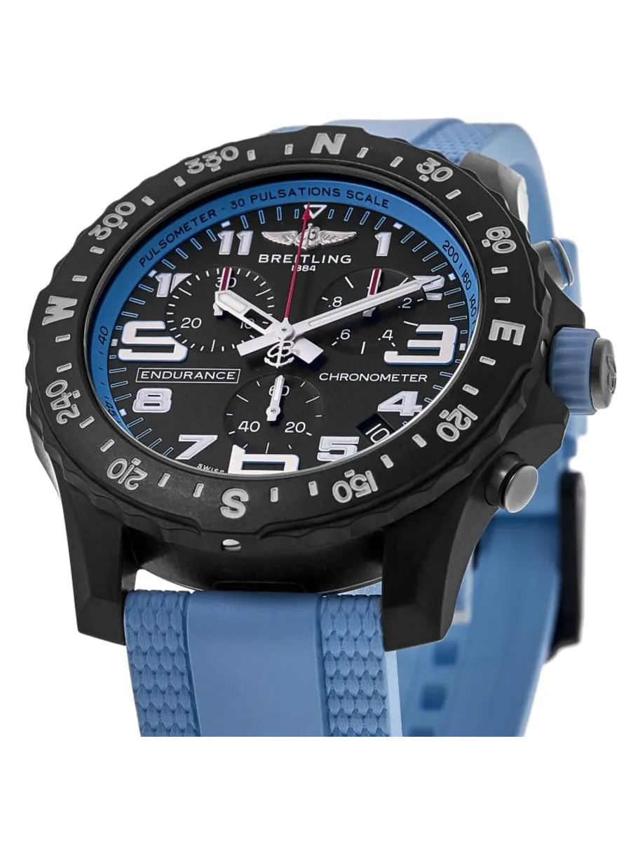 Breitling Endurance Pro 38 кварцевый хронограф черный циферблат Breitlight синий резиновый ремешок — изображение 2 из 2