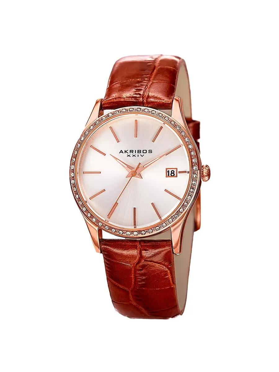Женские часы Akribos XXIV Lumin Quartz с серебристым циферблатом P50141 — изображение 1 из 4, оттенок розовый золотистый