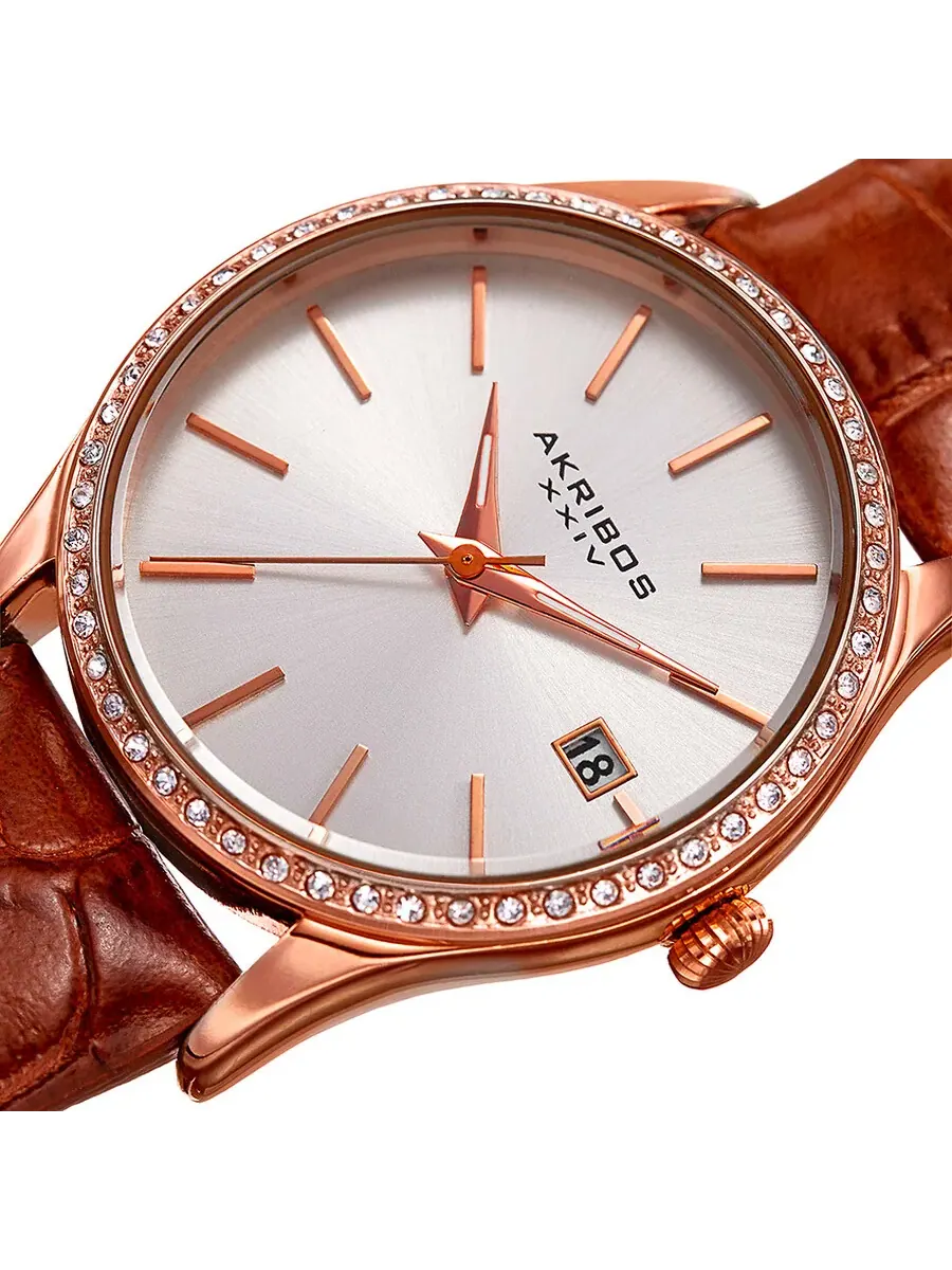 Женские часы Akribos XXIV Lumin Quartz с серебристым циферблатом P50141 — изображение 2 из 4, оттенок розовый золотистый