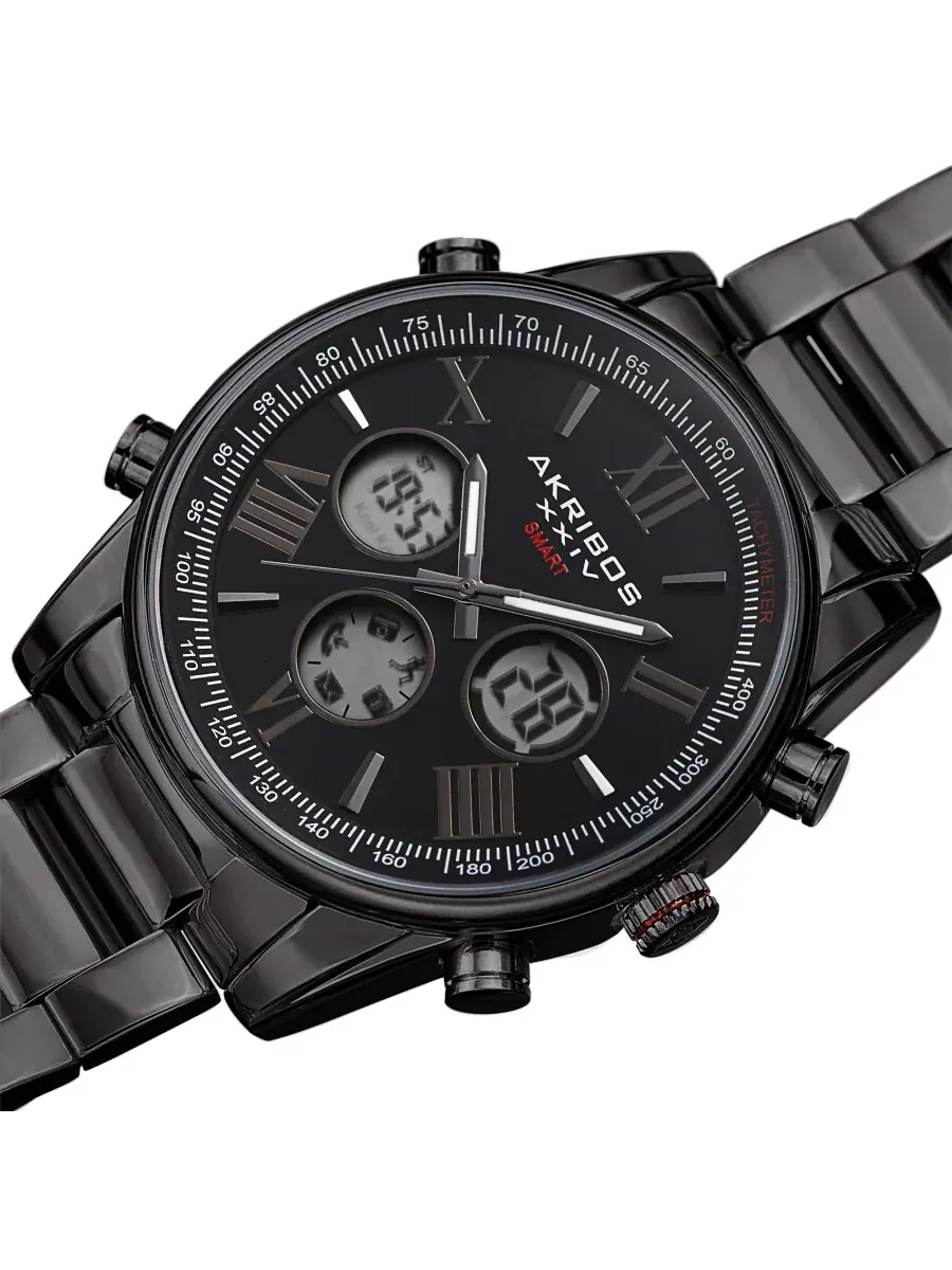 Мужские смарт-часы Akribos XXIV Quartz с черным циферблатом AK1095BK — изображение 2 из 4, оттенок черный