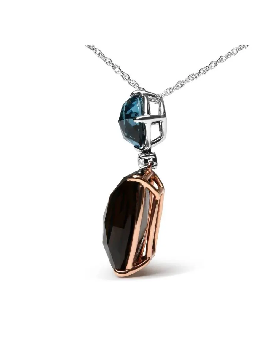 Подвесное колье 18" из розового и белого золота 18K с бриллиантами, лондонским синим топазом и — изображение 3 из 5