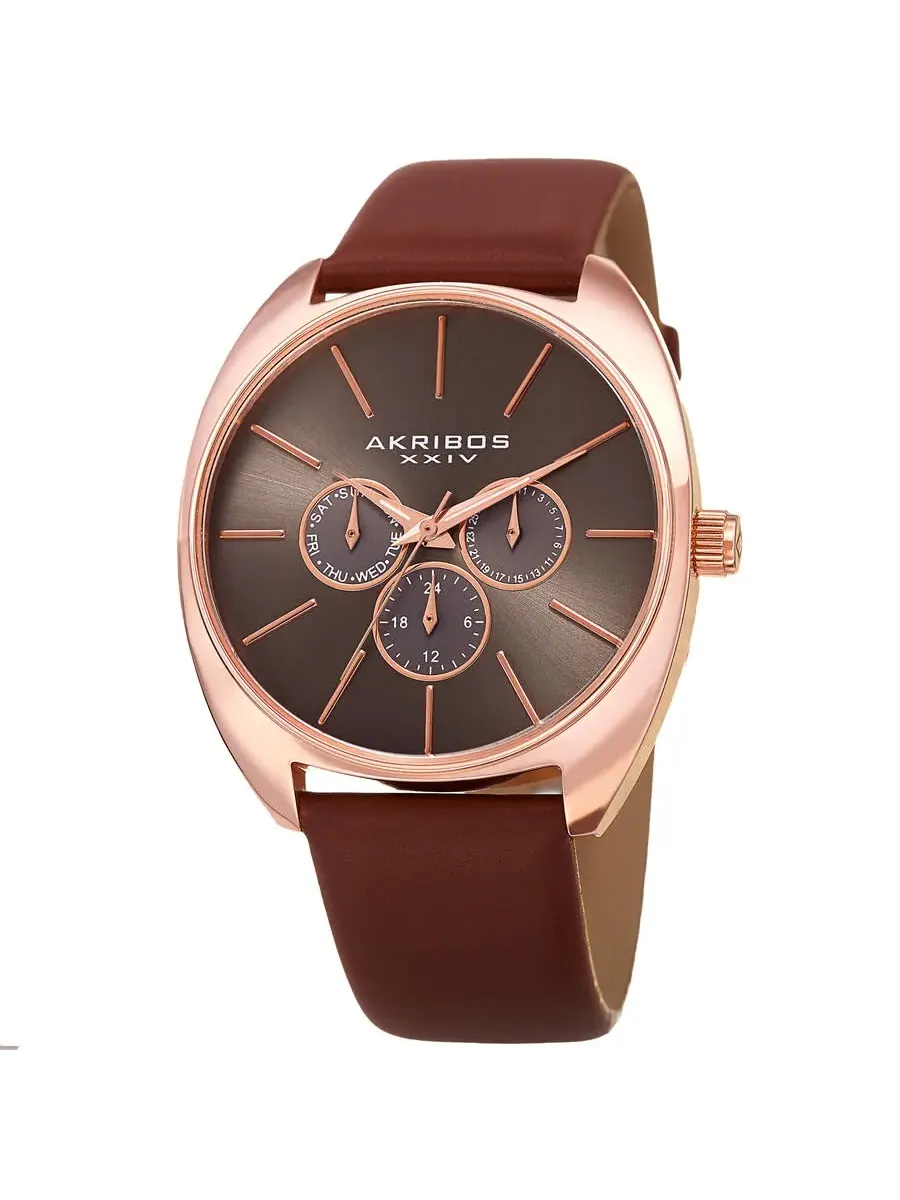 Женские часы Akribos XXIV Casual Chronograph Quartz с коричневым циферблатом P50187 — изображение 1 из 4