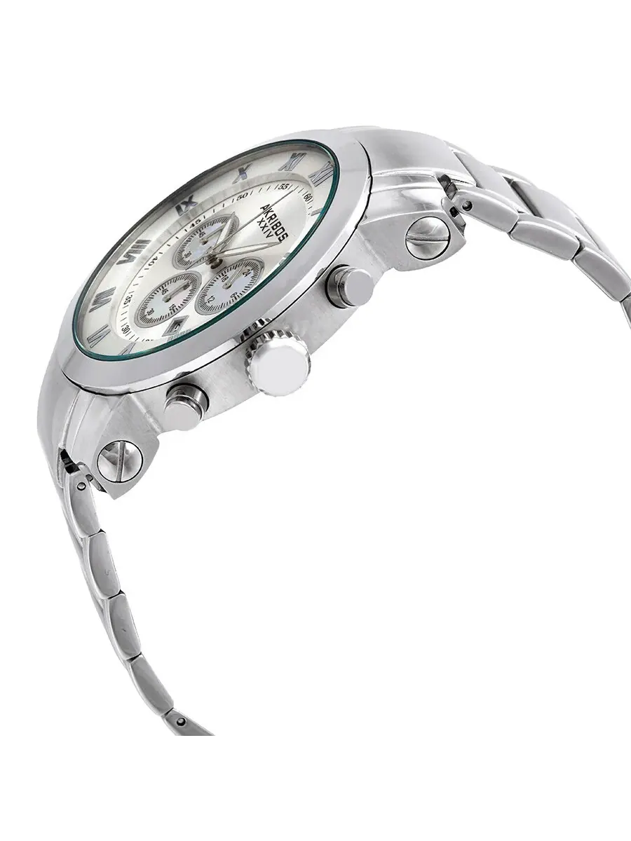 Мужские часы Akribos Grandiose Chronograph с серебристым циферблатом и корпусом из нержавеющей — изображение 2 из 3