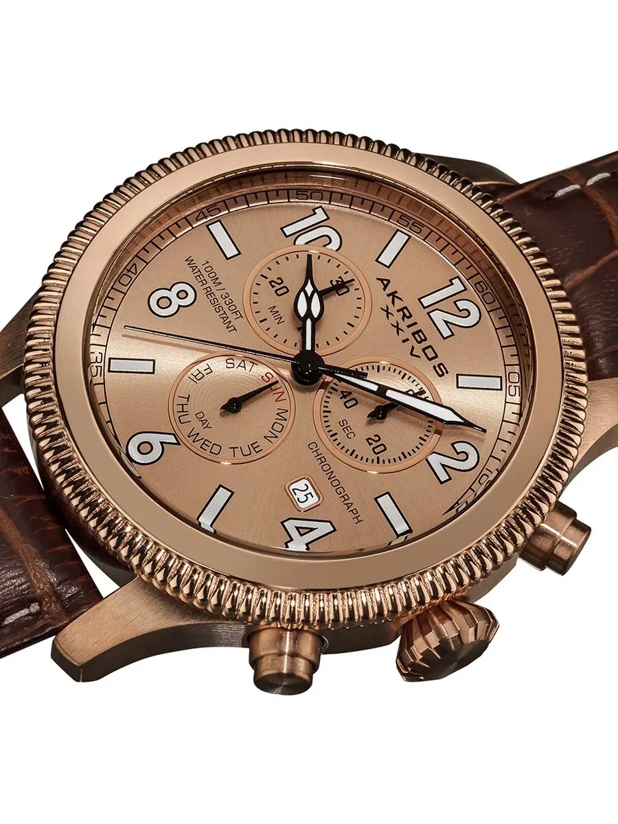 Мужские часы Akribos Ultimate Chronograph с розовым золотым покрытием AK575BR Akribos XXIV — изображение 2 из 4