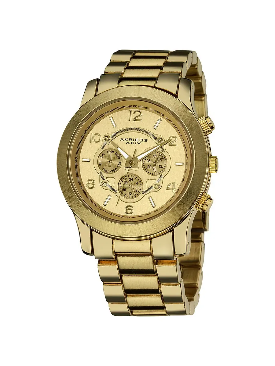 Женские многофункциональные часы Akribos Ultimate GMT с золотым циферблатом AK583YG Akribos XXIV