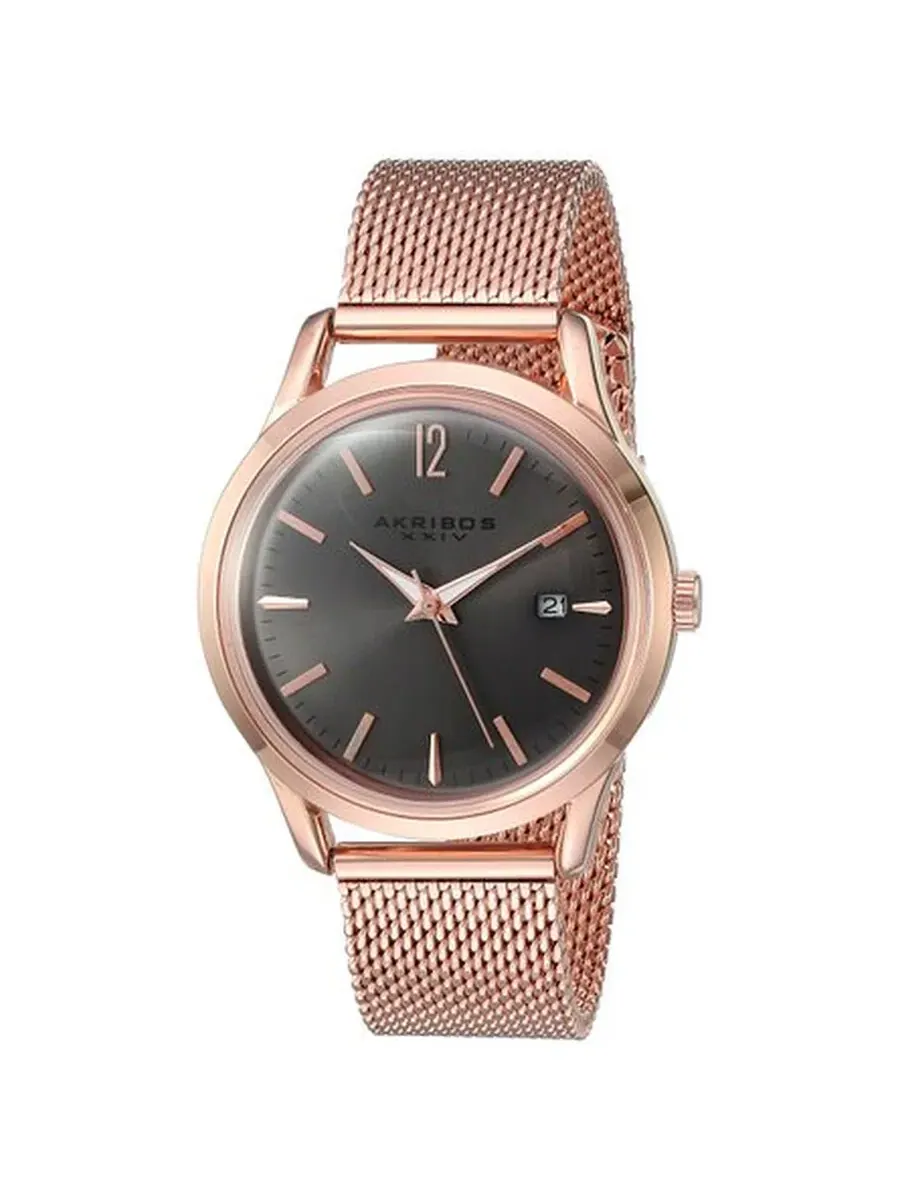 Женские часы Akribos XXIV Ador Grey Dial Rose Gold Mesh AK930GY — изображение 1 из 1, оттенок розовый золотистый