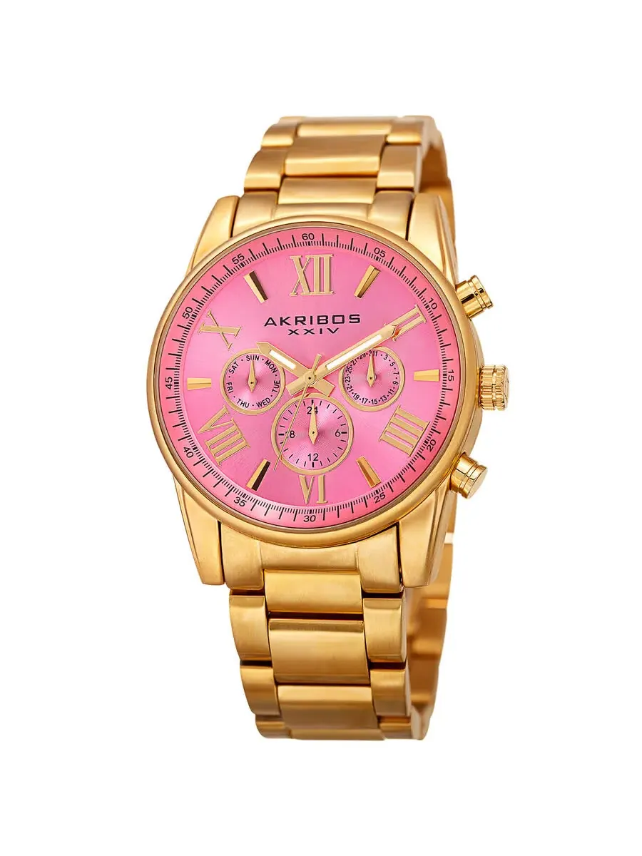 Женские часы Akribos XXIV Ador Quartz с розовым циферблатом P50148