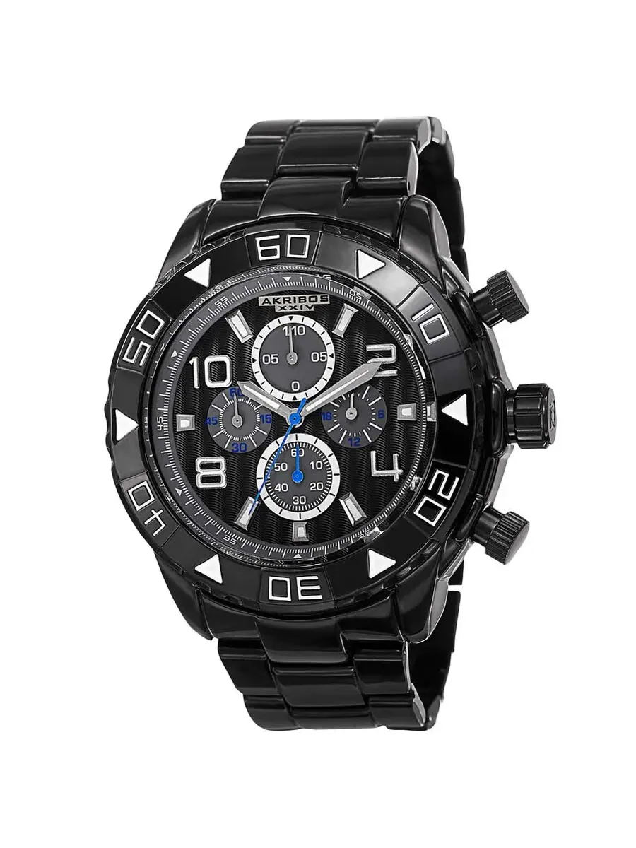 Мужские часы Akribos XXIV Chronograph с черным циферблатом AK814BK