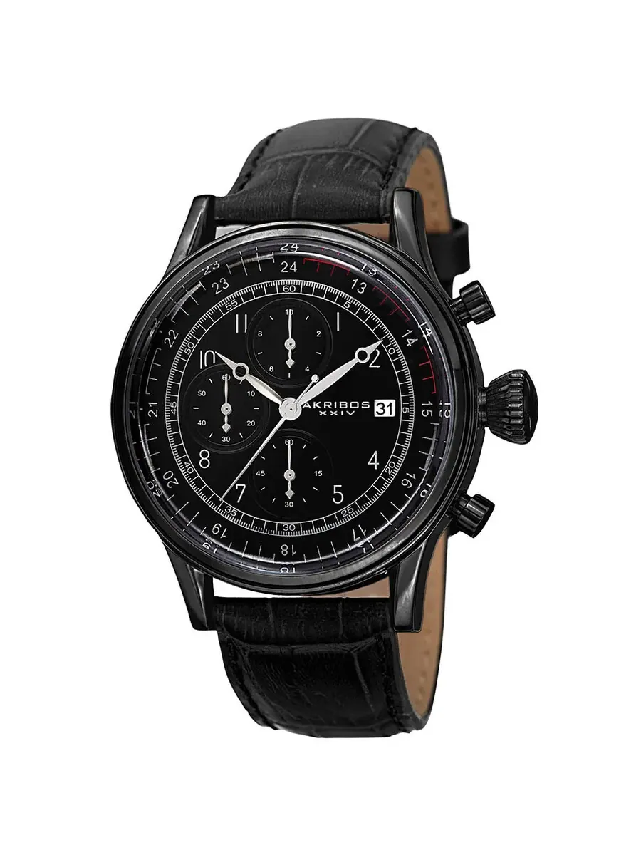 Мужские часы Akribos XXIV Chronograph Quartz с черным циферблатом AK798BK