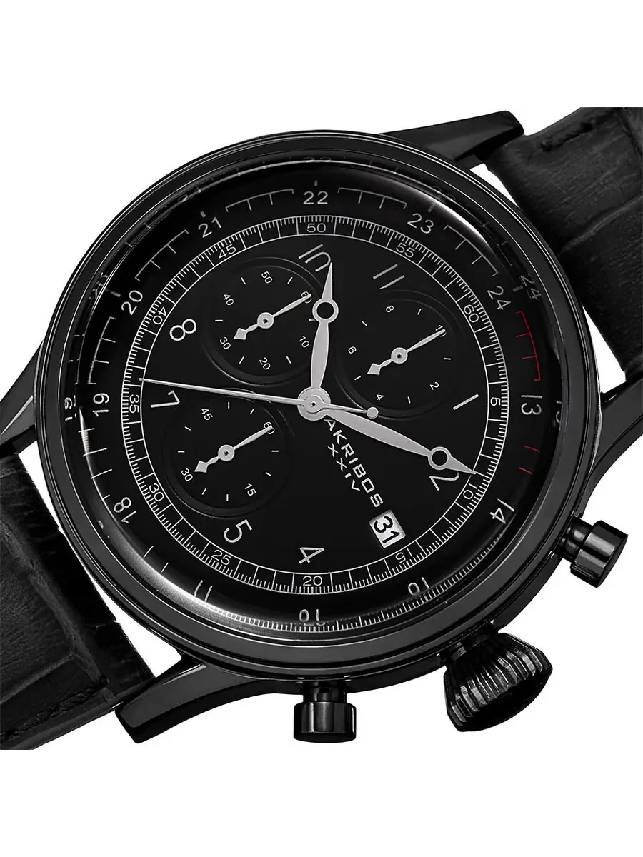 Мужские часы Akribos XXIV Chronograph Quartz с черным циферблатом AK798BK — изображение 2 из 4, оттенок черный