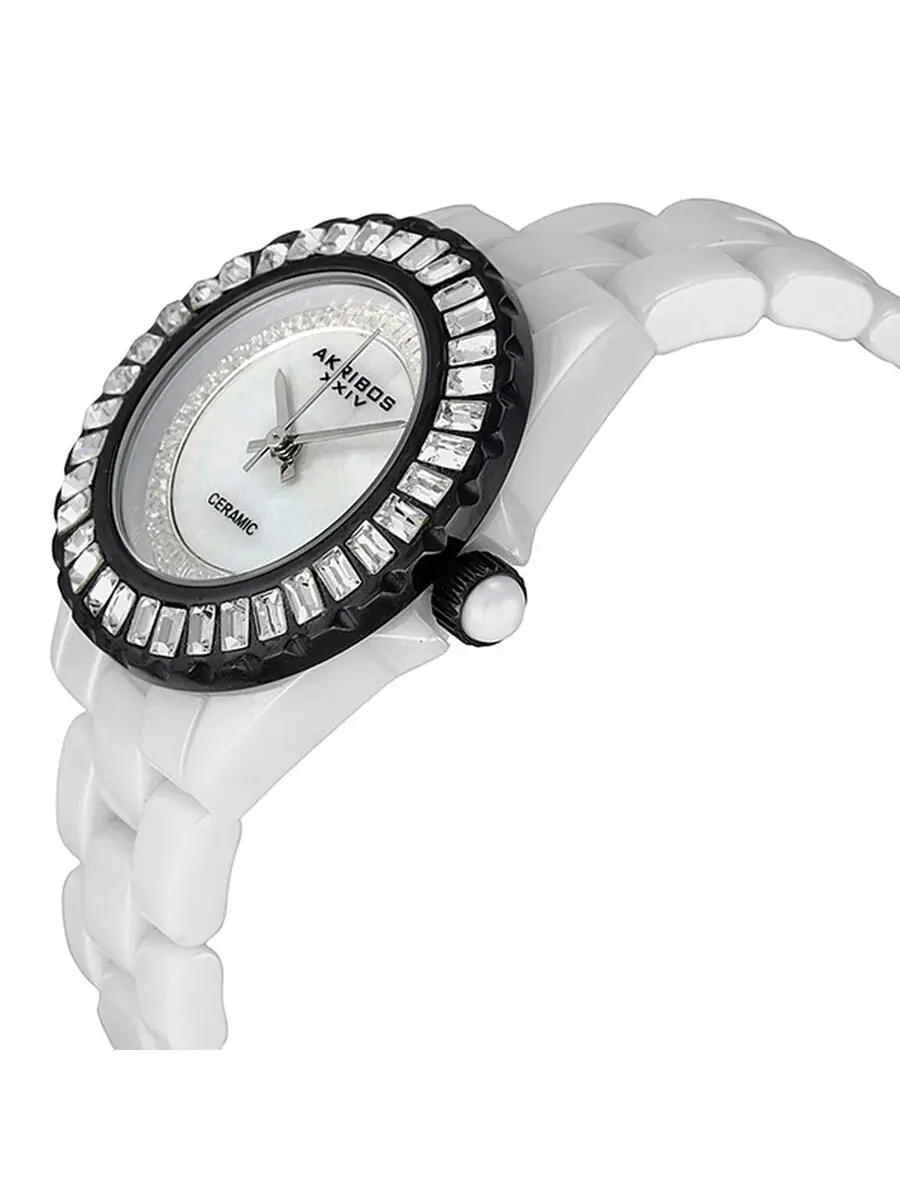 Женские керамические часы Akribos XXIV с белым перламутровым циферблатом AK518BKW — изображение 2 из 4, оттенок черный