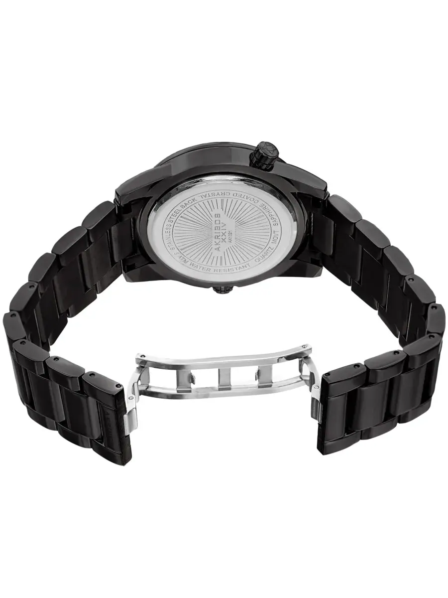 Мужские часы Akribos XXIV World Time Quartz с оранжевым циферблатом AK1021GNOR — изображение 4 из 4, оттенок черный