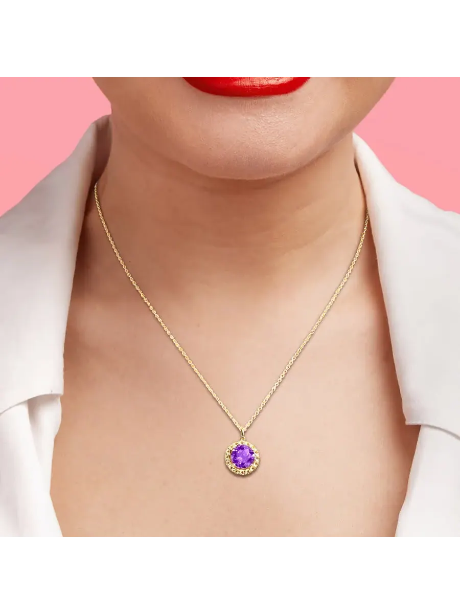 Подвеска-ссылка с гало из африканского аметиста AMOUR 2 1/4 TGW с цепочкой из серебра 925 пробы с — изображение 5 из 5