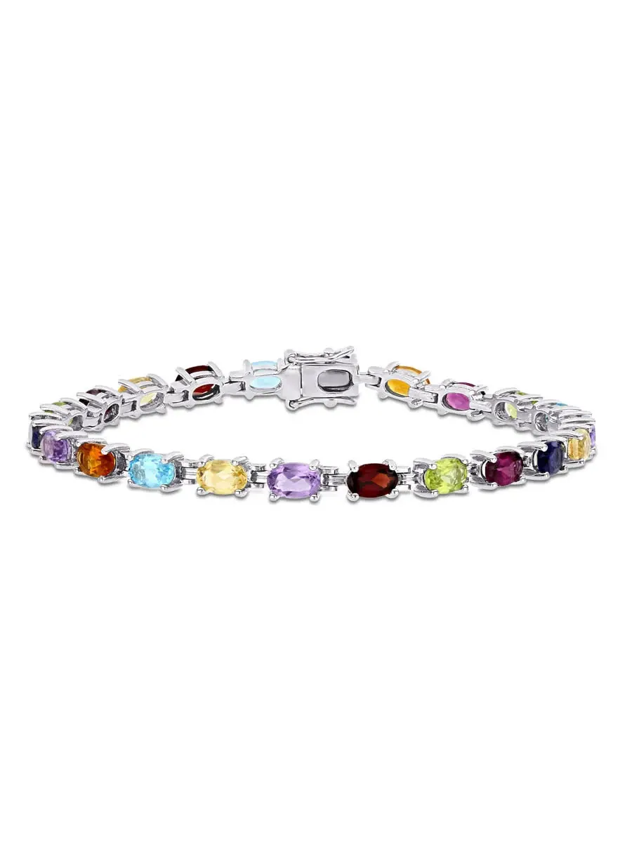 Браслет AMOUR 10 5/8 CT TGW овальной формы с многоцветными драгоценными камнями в форме теннисного — изображение 1 из 4