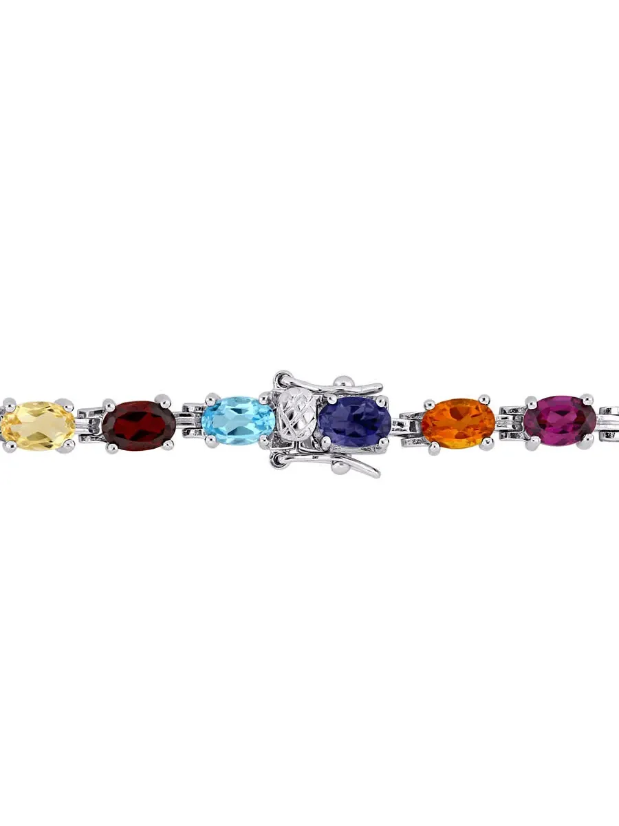 Браслет AMOUR 10 5/8 CT TGW овальной формы с многоцветными драгоценными камнями в форме теннисного — изображение 2 из 4