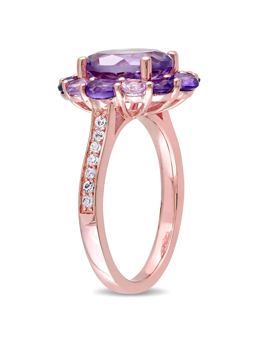 Кольцо Amour 3 3/4 CT TGW с аметистом из Бразилии, белым топазом, аметистом из Африки, аметистом и — изображение 2 из 4
